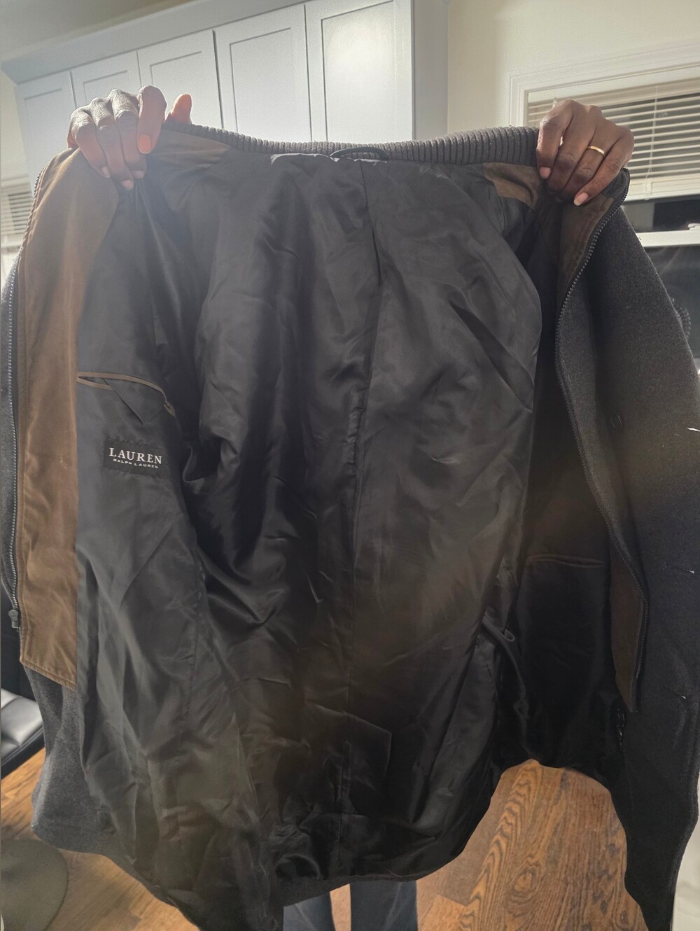 Used Women's Laren Ralph Lauren  Double-Breasted Pea Coat in Black Size XL